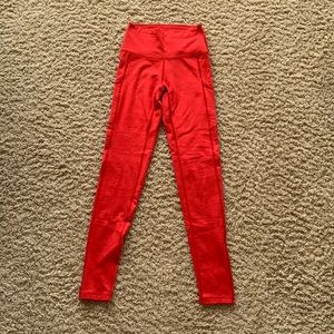 red fleece lined aerie leggings